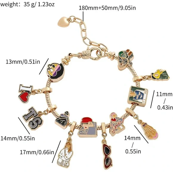 NWT TAYLOR SWIFT Eras Music Album Charm Bracelet perfect for Swiftie - Picture 2 of 6